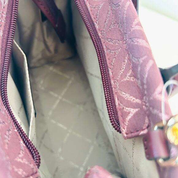 Michael Kors Purse Mirella Small Metallic Logo Jacquard Crossbody Bag Oxblood - Picture 9 of 10